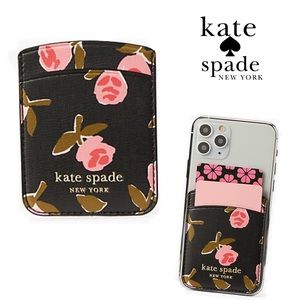 KATE SPADE Black Pink Floral Universal Phone Sticker Pocket Wallet